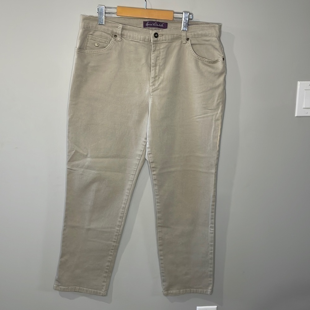 Gloria Vanderbilt Amanda High Rise Tan Denim Pant Women's Plus Missy Sz 16 Short